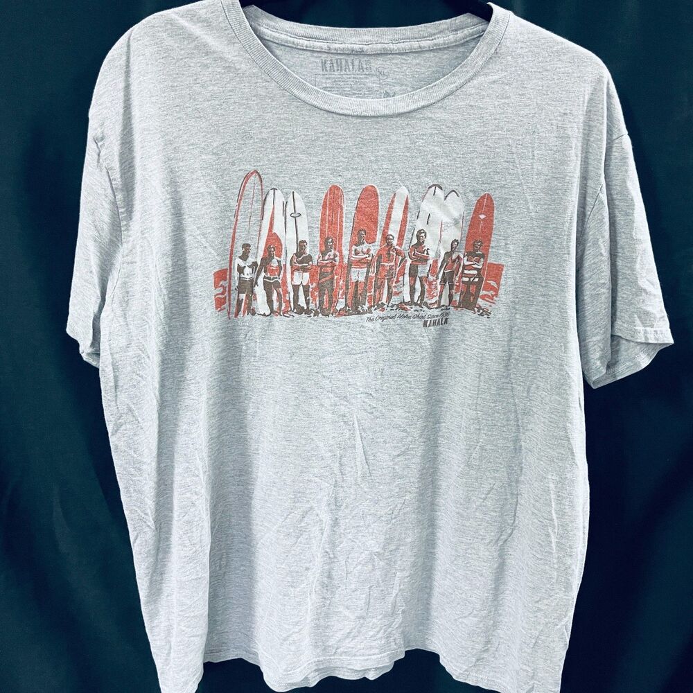 Kahala Surfboard Surfers T Shirt Gray Print XL Original Hawaiian Shirt Co